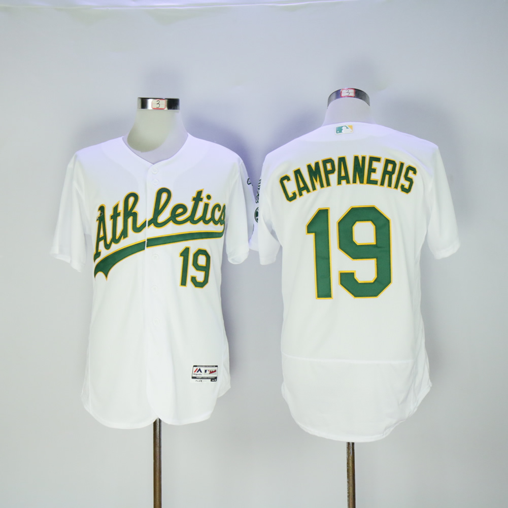 Men Oakland Athletics #19 Campaneris White MLB Jerseys